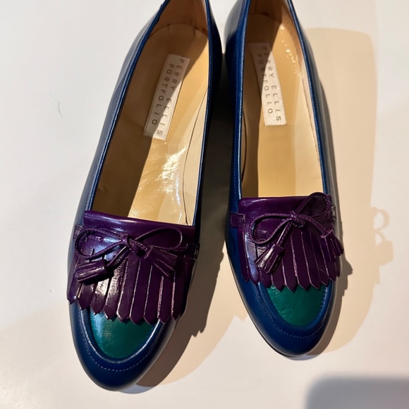 Perry Ellis Portfolio Tassel Loafers in Blue, Purple & Green New in Box - 7.5 B - Picture 2 of 14